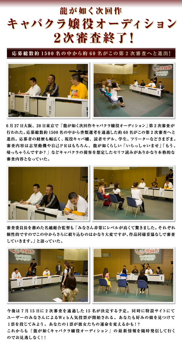 キャバクラ嬢役オーディション2次審査終